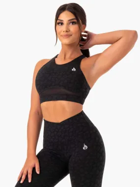 Amazon Mesh Sports Bra - Black Leopard