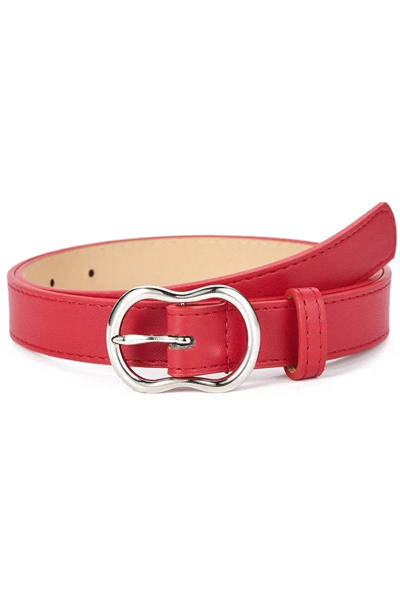 APPLE BUCKLE CASUAL SIMPLE LEATHER BELT FOR WOMEN