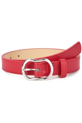 APPLE BUCKLE CASUAL SIMPLE LEATHER BELT FOR WOMEN