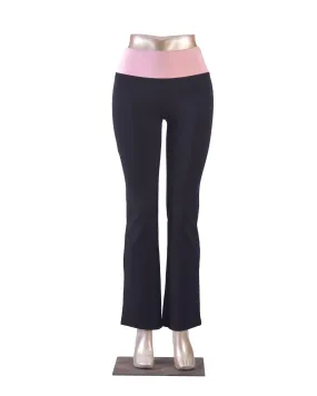 Bally Fold-Over Flare Yoga Pant Black And pink