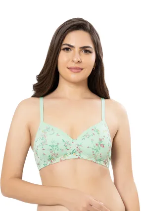 Cotton Casuals Padded Non-Wired Printed T-Shirt Bra - Cotton Ditsy Print