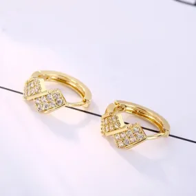 Crystal Zirconia Geometric Squares Huggie Hoop Earrings - 2 colors