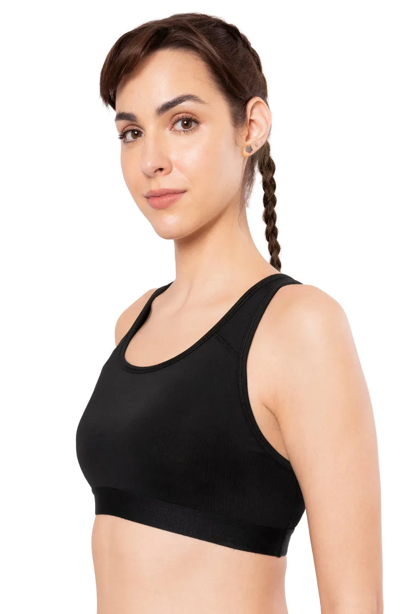 Energize Medium Impact Round Neck Sports Bra - Jet Black