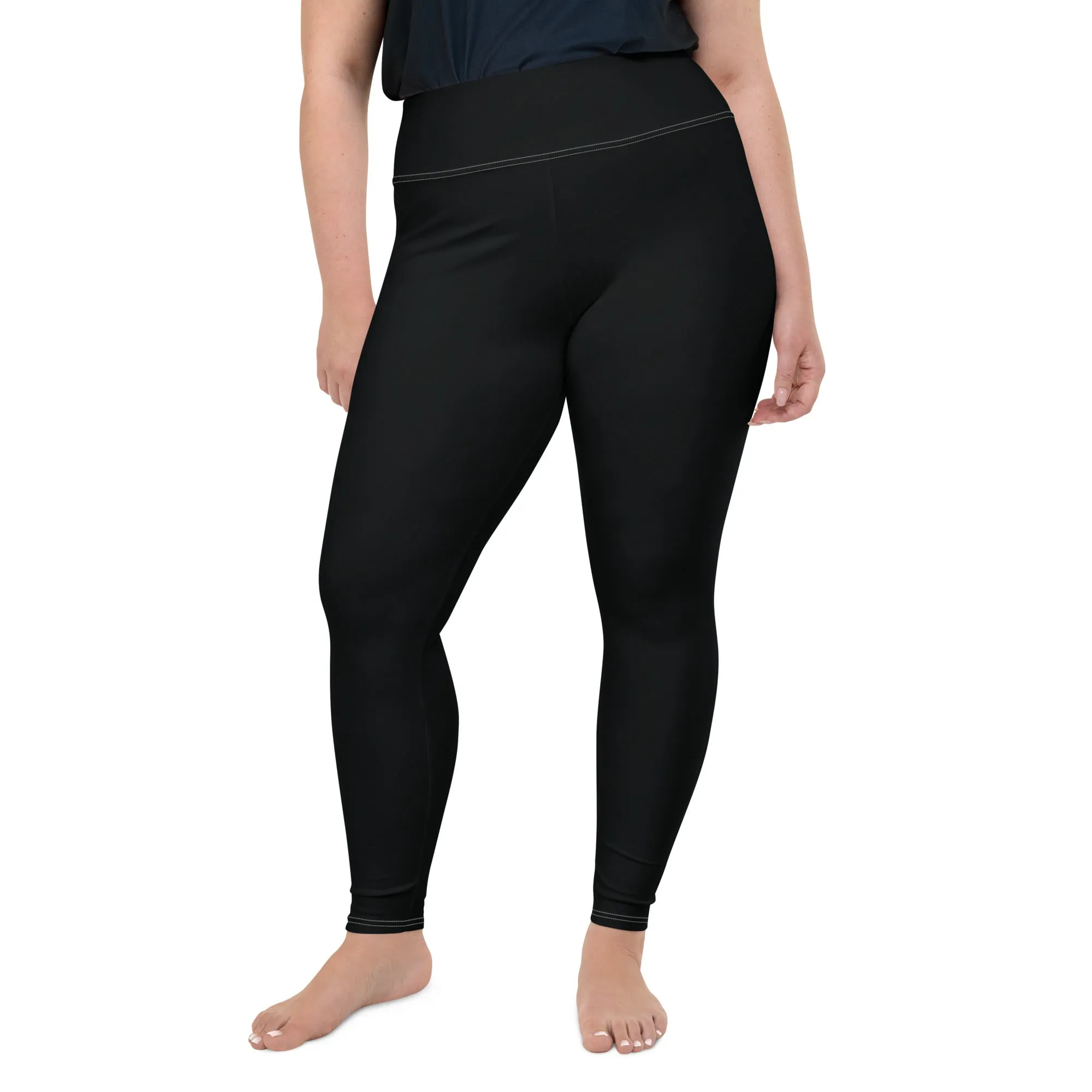 Feel the Flex: Plus Size Solid Color Yoga Pants for Her - Noir