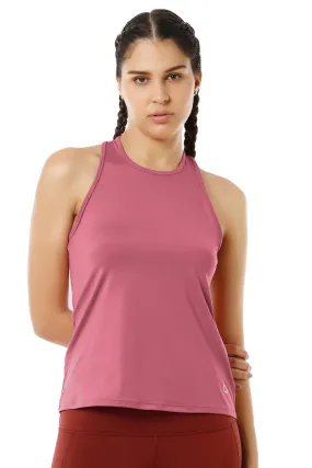 Flaunt Racerback Round Neck Tank Top - Heather Rose