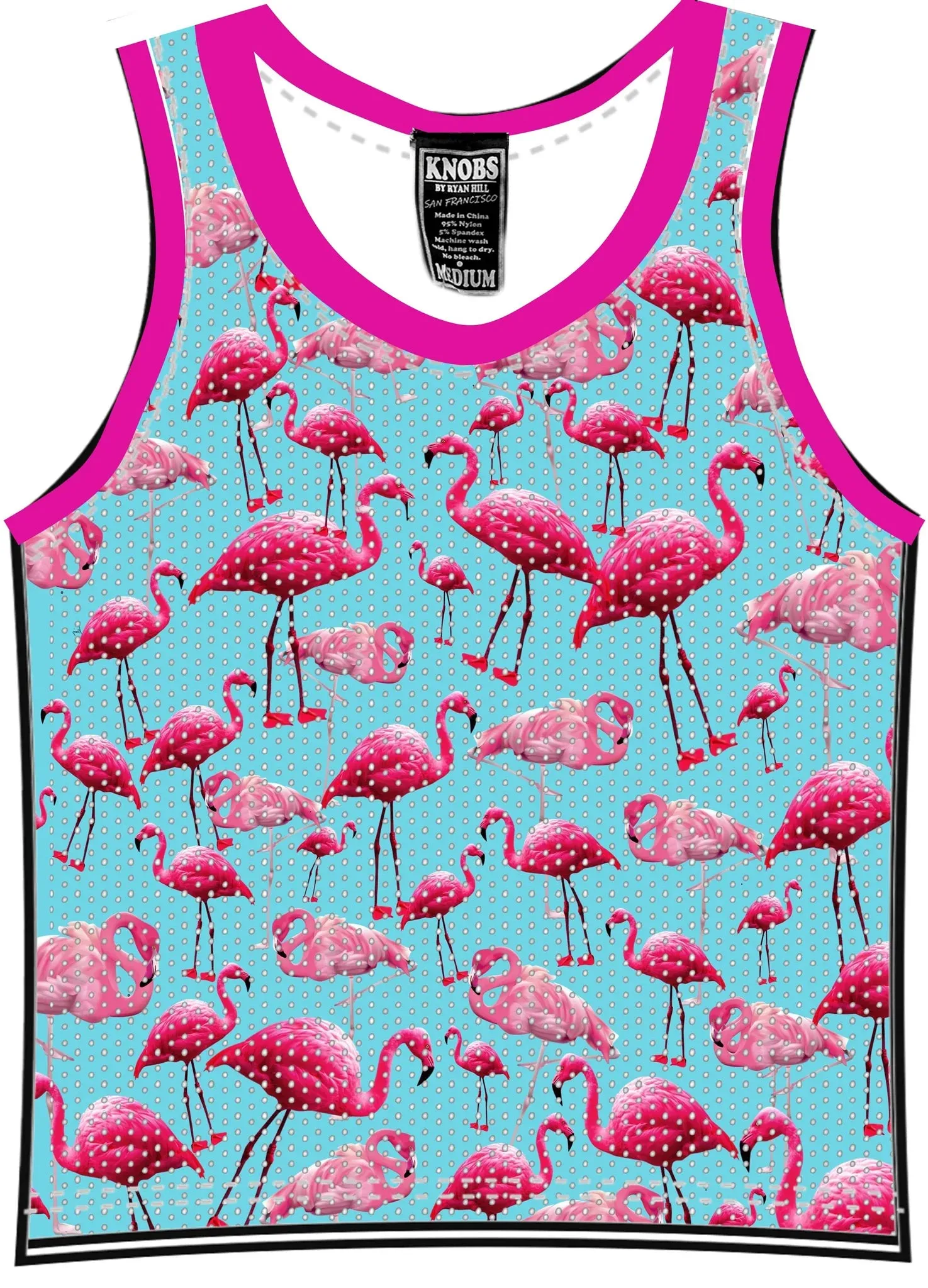 Knobs Flamingos tank mesh sky blue