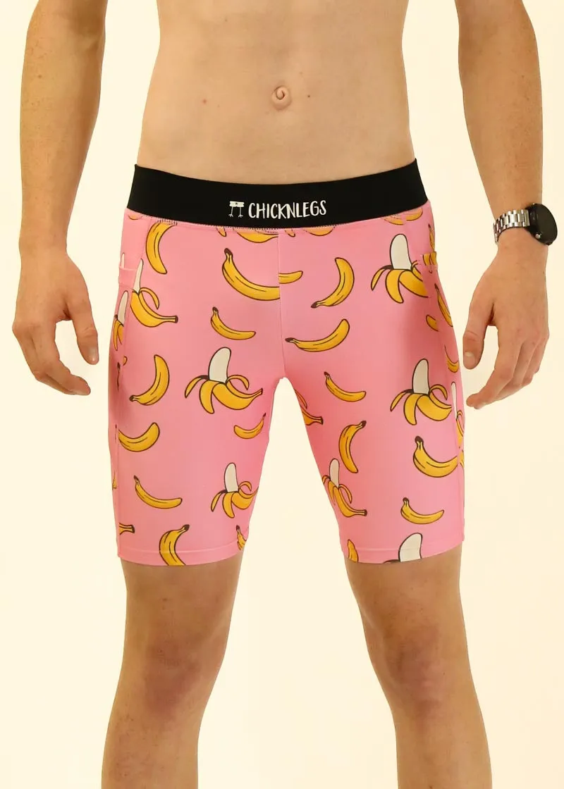 Men's Pink Bananas 8" Half Tights