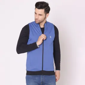 Men's Plain Sleeveless Reversible Jacket - Black / Dutch Blue