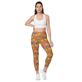 Orange Paisley Leggings with pockets 2XS - 6XL