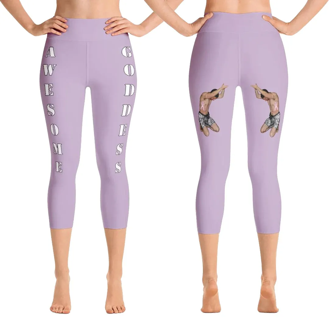 Our best VIRAL capri leggings awesome goddess front 20 colors with white letters