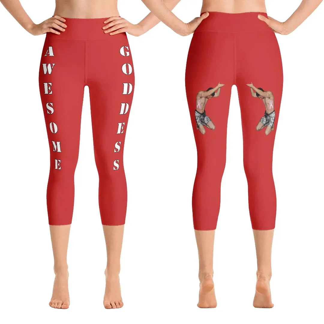 Our best VIRAL capri leggings awesome goddess front 20 colors with white letters