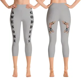 Our best viral leggings gray awesome goddess black letters