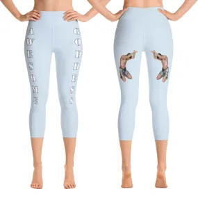 Our best viral leggings light gray awesome goddess white letters