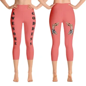 Our best viral leggings salmon awesome goddess black letters