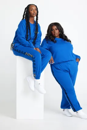 QUEEN BLUE Crew Neck Jogger Set