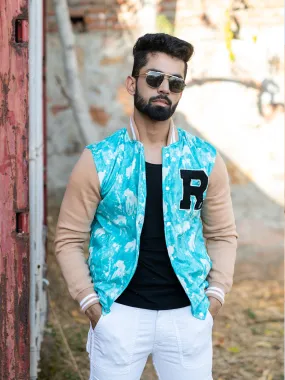 Sky Blue R Tie Dye Varsity Jacket