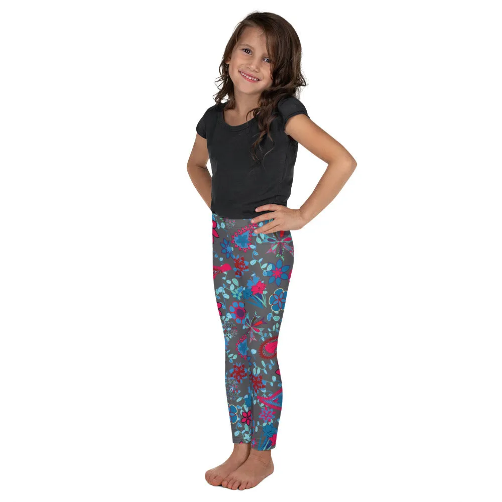 Spring Paisley on Gray Kid's Leggings, Toddler, Girls and Boys Matching Family Outfits