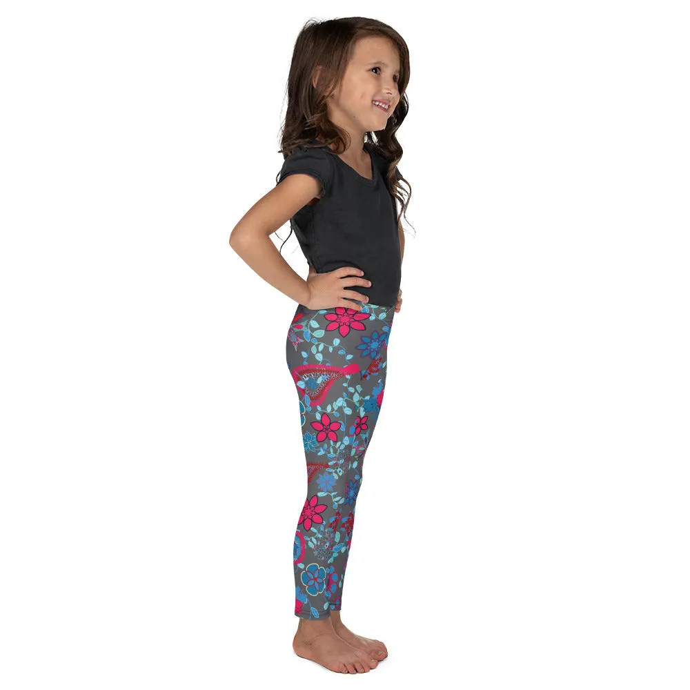 Spring Paisley on Gray Kid's Leggings, Toddler, Girls and Boys Matching Family Outfits