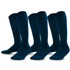 TeeHee Socks Unisex Soccer Bamboo Knee High Navy 3-Pack (50080)