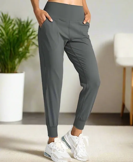 Womens Gray Jogger Pants, Pocket Dress Joggers, Sizes S/M/L/XL, Yoga Waist