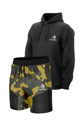 XAPE Essential Black Hoodie & Classic Camo Shorts Bundle